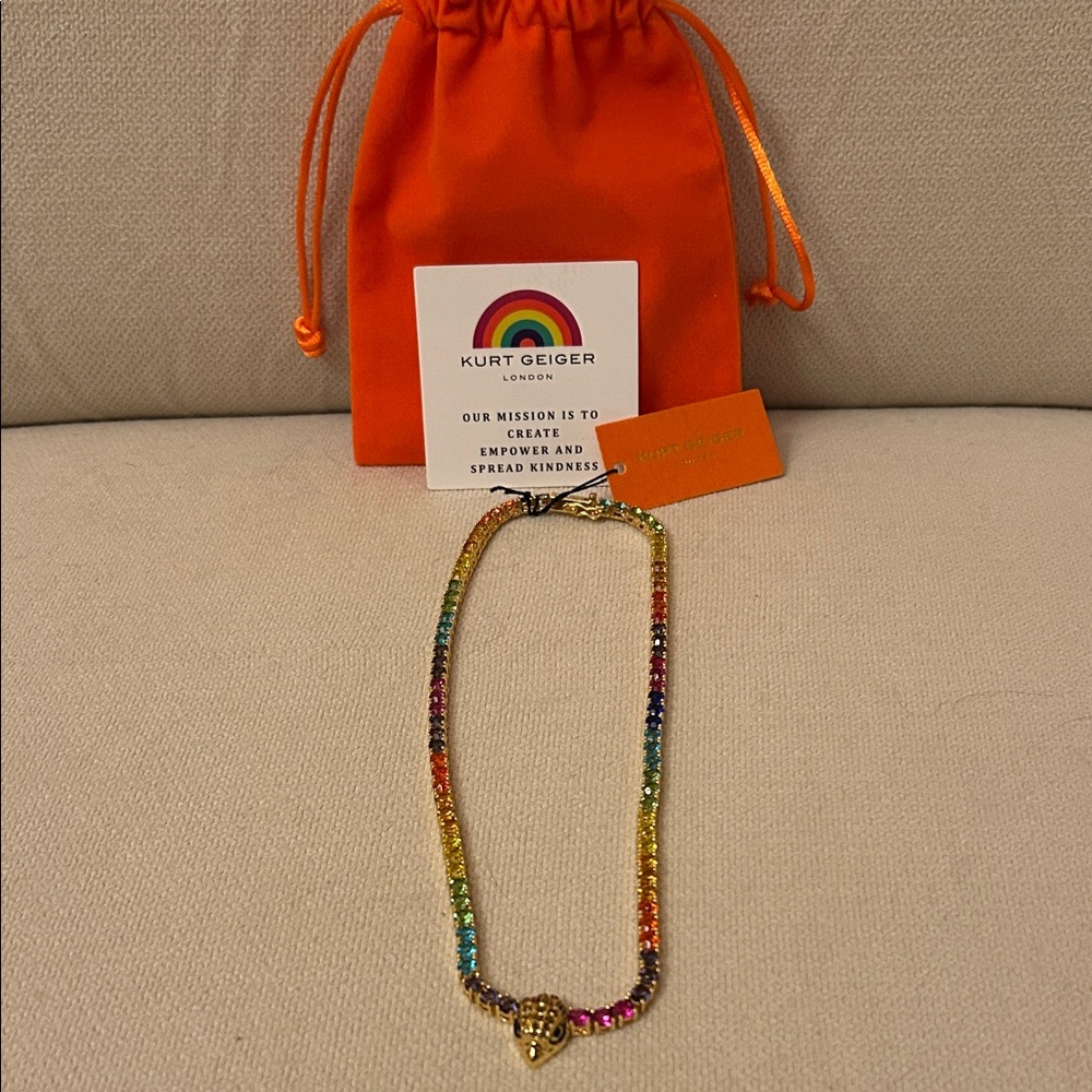 Kurt Geiger Stunning Multicolor Necklace with signature Eagle.